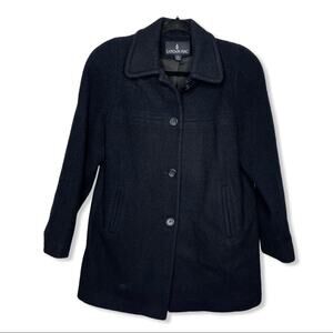 LONDON FOG / black wool blend short pea coat / 8P